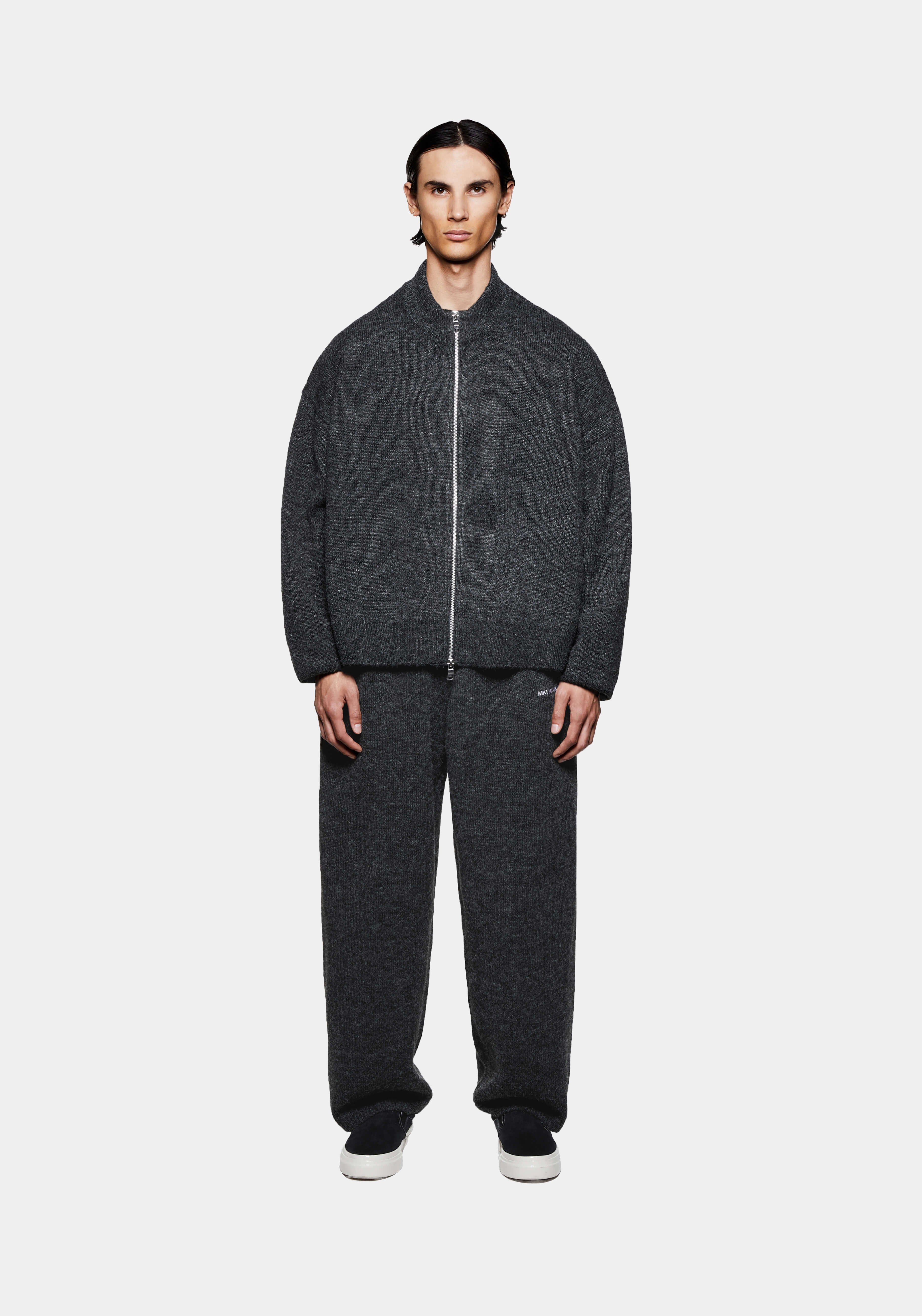 ゆきM MKI CHARCOAL MOHAIR BLEND KNIT TRACK JACKET – MKI MIYUKI ZOKU®