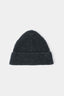 Reverse view of the Charcoal cashmere ribbed beanie showing the clean rib and turn-up without the tag