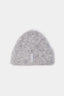 MKI MIYUKI ZOKU Alpaca Beanie in Light Grey – front view showing the fuzzy brushed alpaca knit, single turn-up and woven MKI MIYUKI ZOKU tag