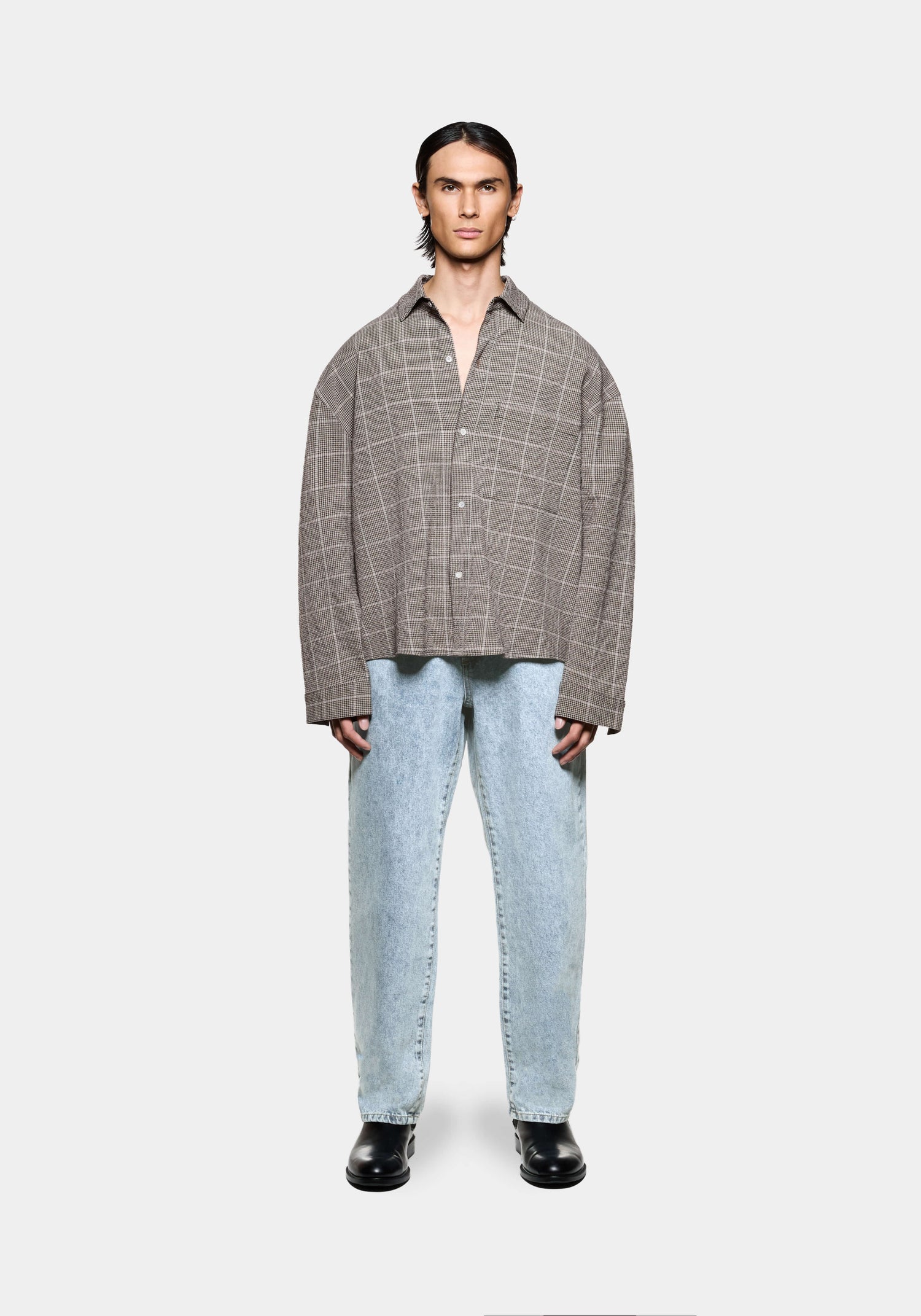 MKI SEERSUCKER CHECK BOX DRESS SHIRT