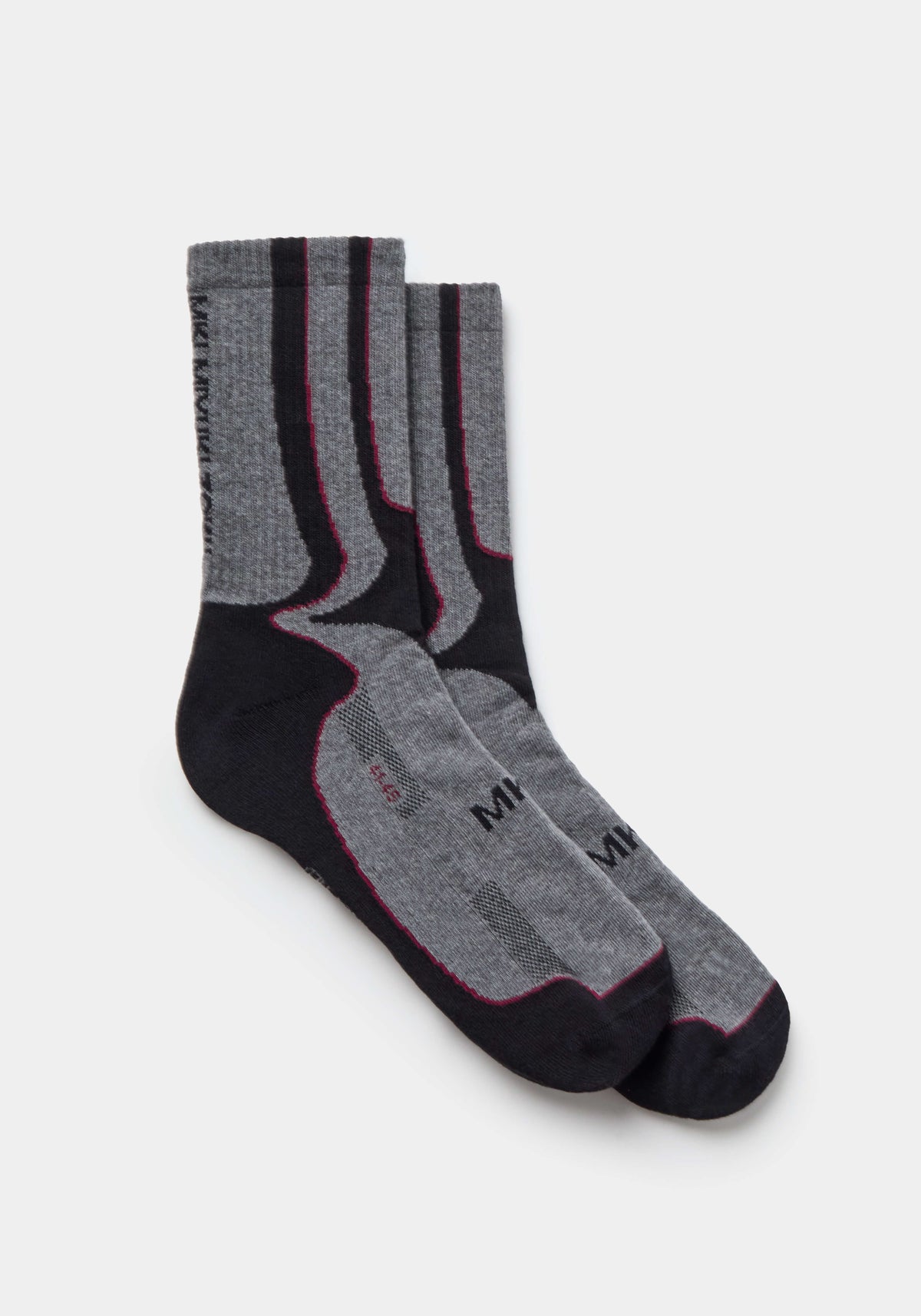 MKI MIYUKI ZOKU Colour Block Socks in Charcoal Marl and Black