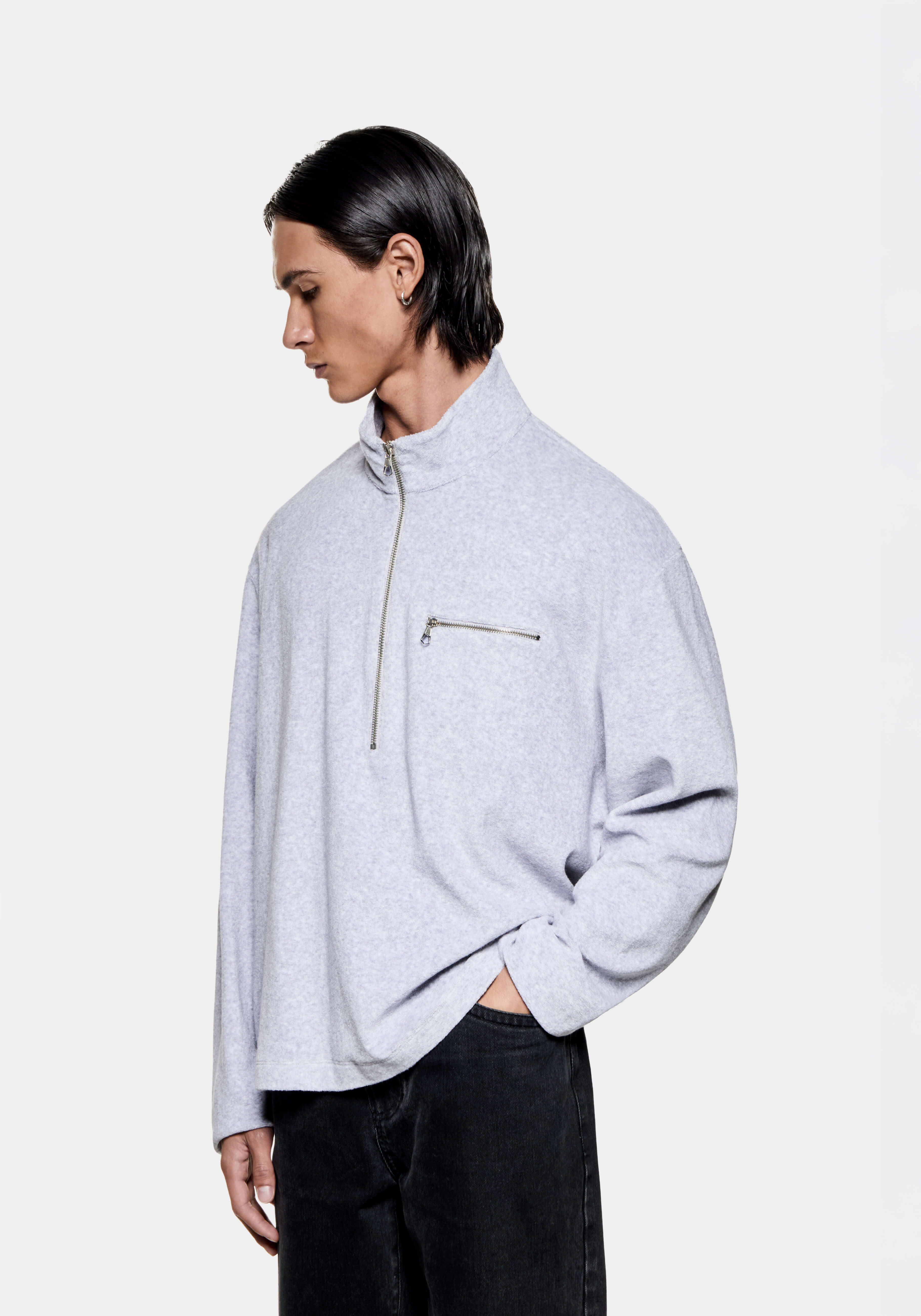 MKI LIGHT GREY TOWELLING QUARTER ZIP – MKI MIYUKI ZOKU®