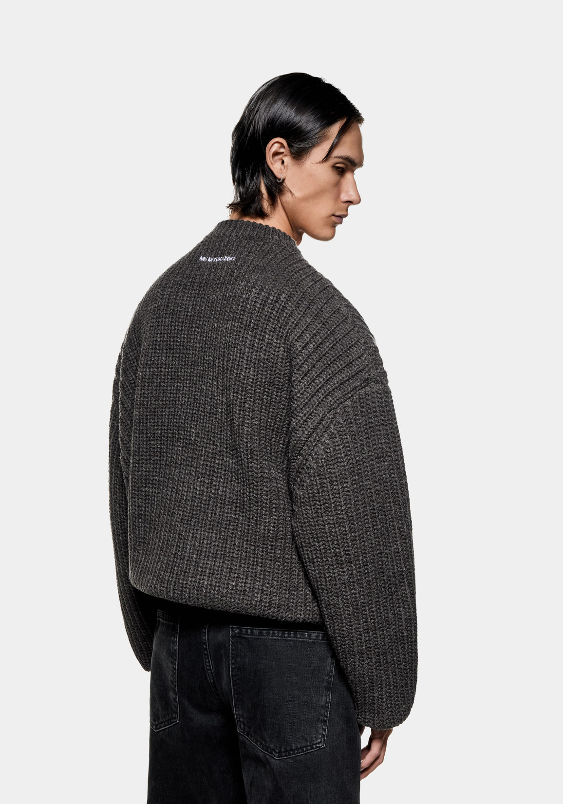 MKI CHARCOAL MELANGE CHUNKY RIB KNIT CREWNECK – MKI MIYUKI ZOKU®