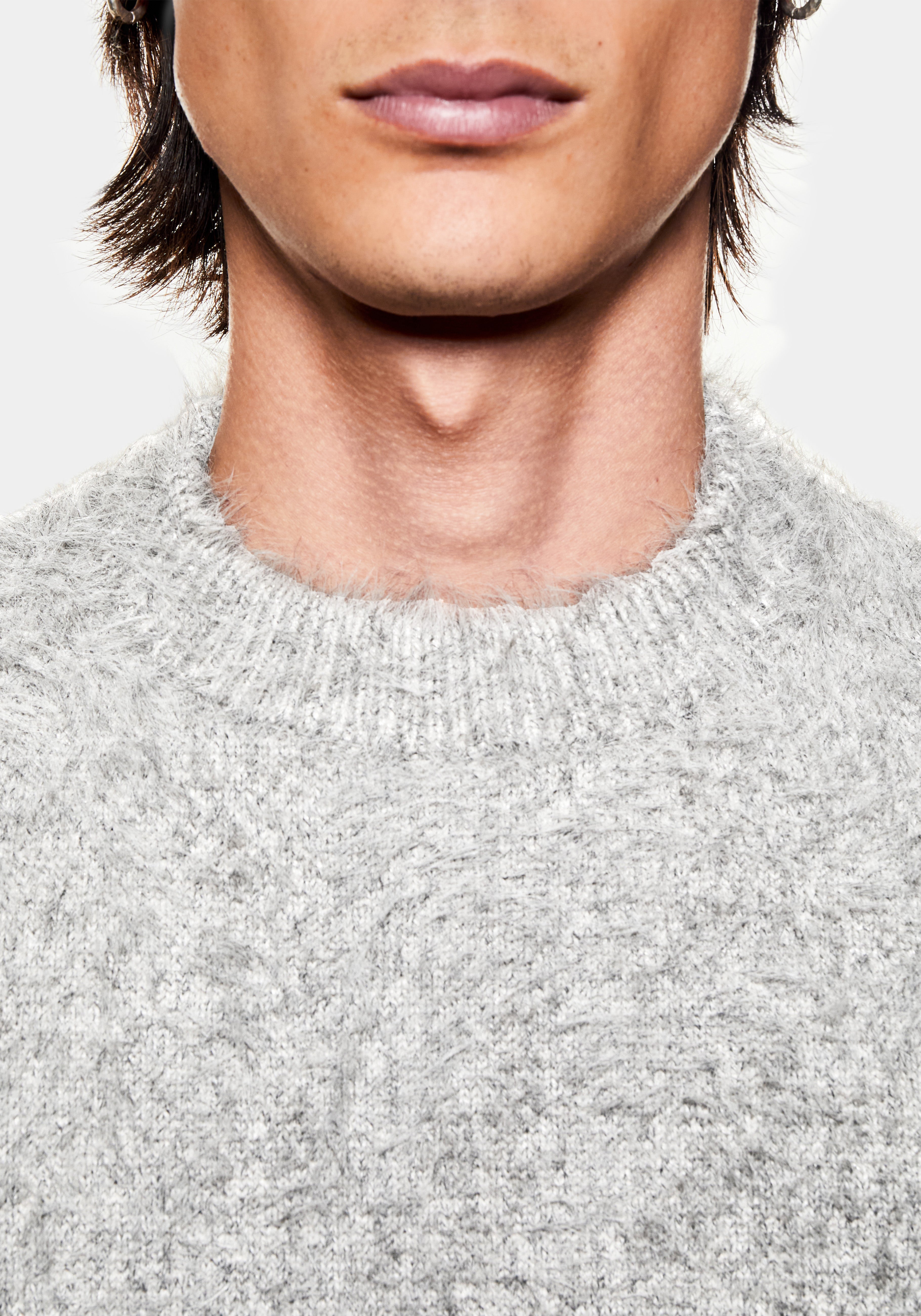 ゆき　① MKI GREY MELANGE FAUX ALPACA KNIT CREWNECK – MKI MIYUKI ZOKU®