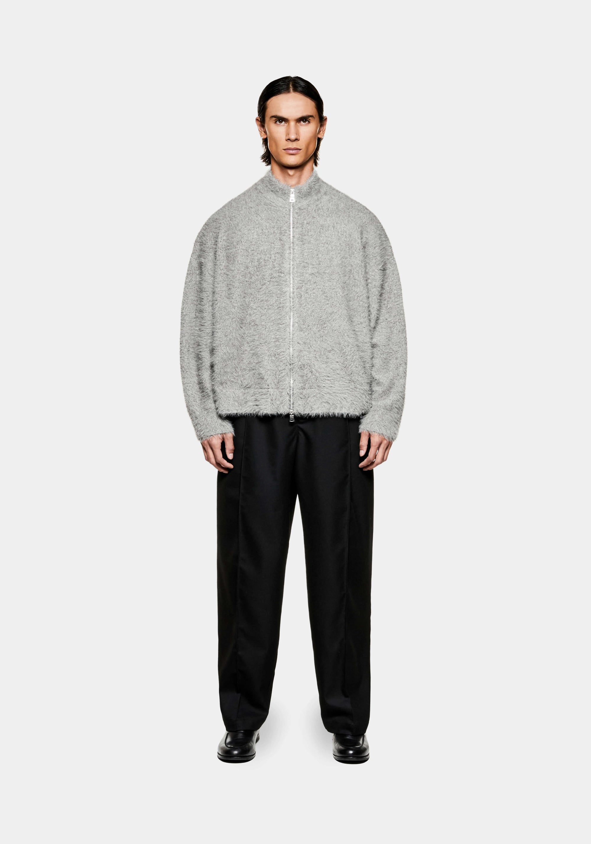 MKI FAUX ALPACA KNIT TRACK JACKET