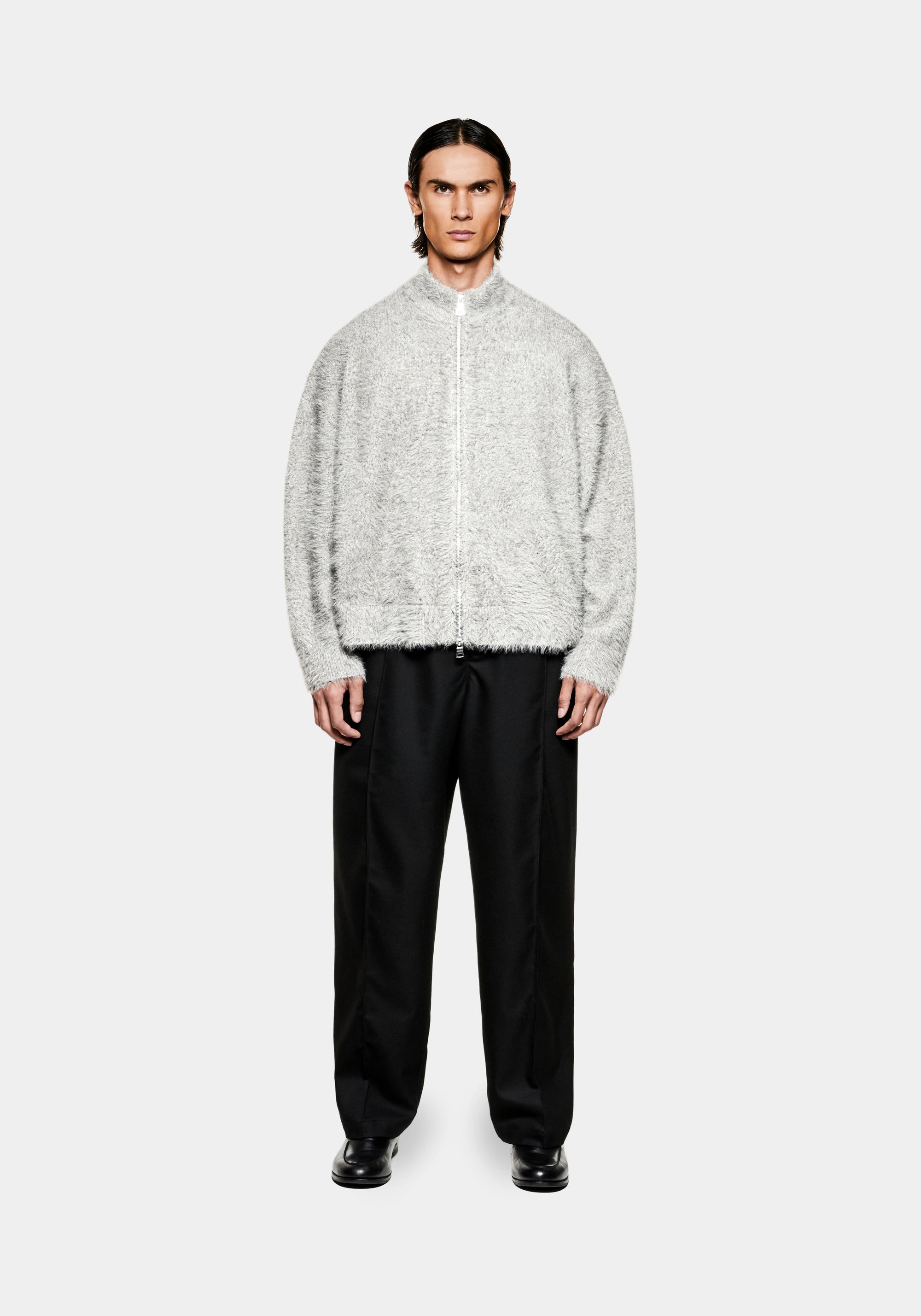 MKI FAUX ALPACA KNIT TRACK JACKET