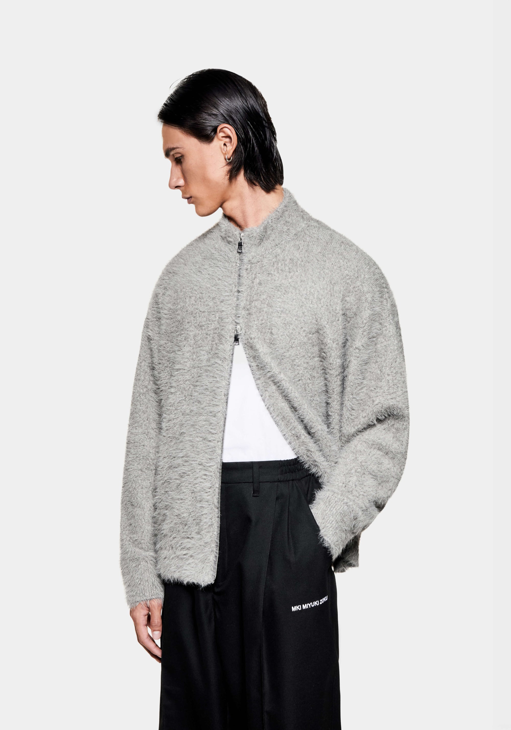 MKI FAUX ALPACA KNIT TRACK JACKET