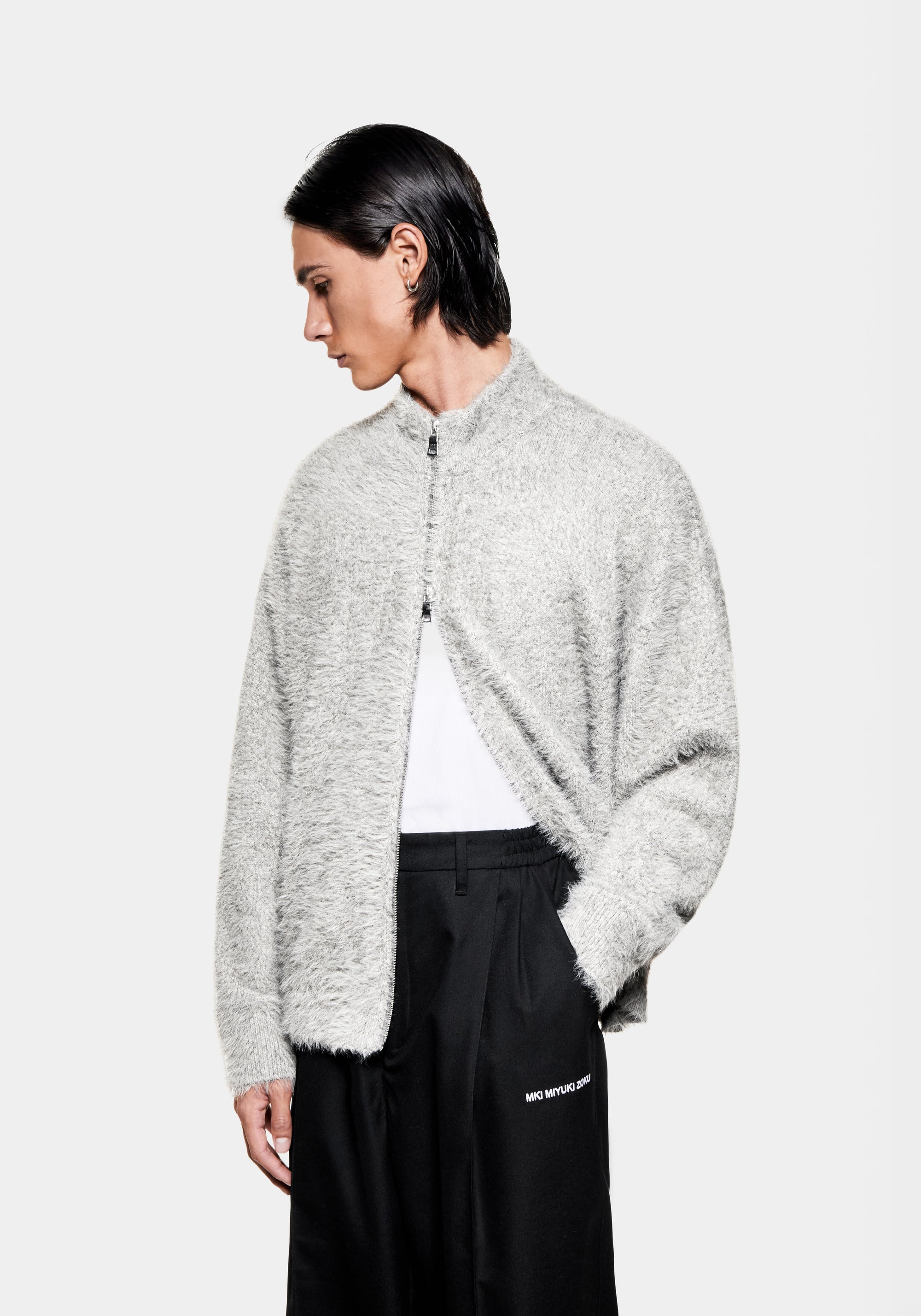 MKI FAUX ALPACA KNIT TRACK JACKET