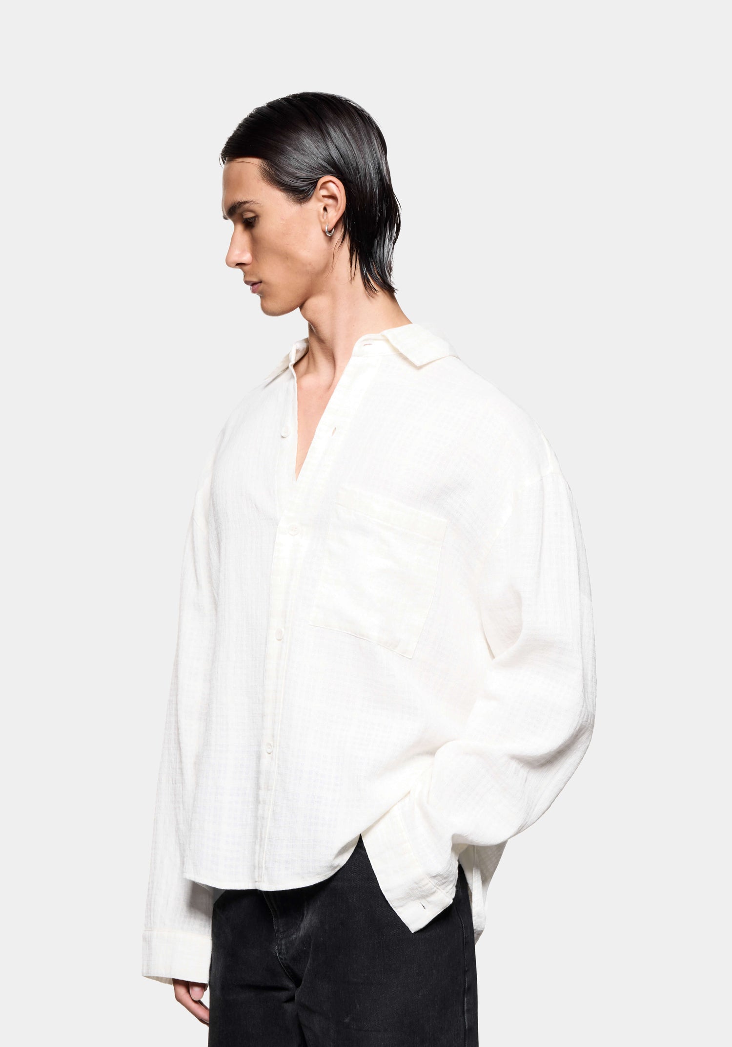 MKI LOOSE WEAVE CHECK BOX DRESS SHIRT