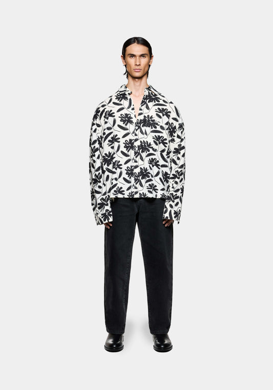 MKI FLORAL LINEN BOX DRESS SHIRT