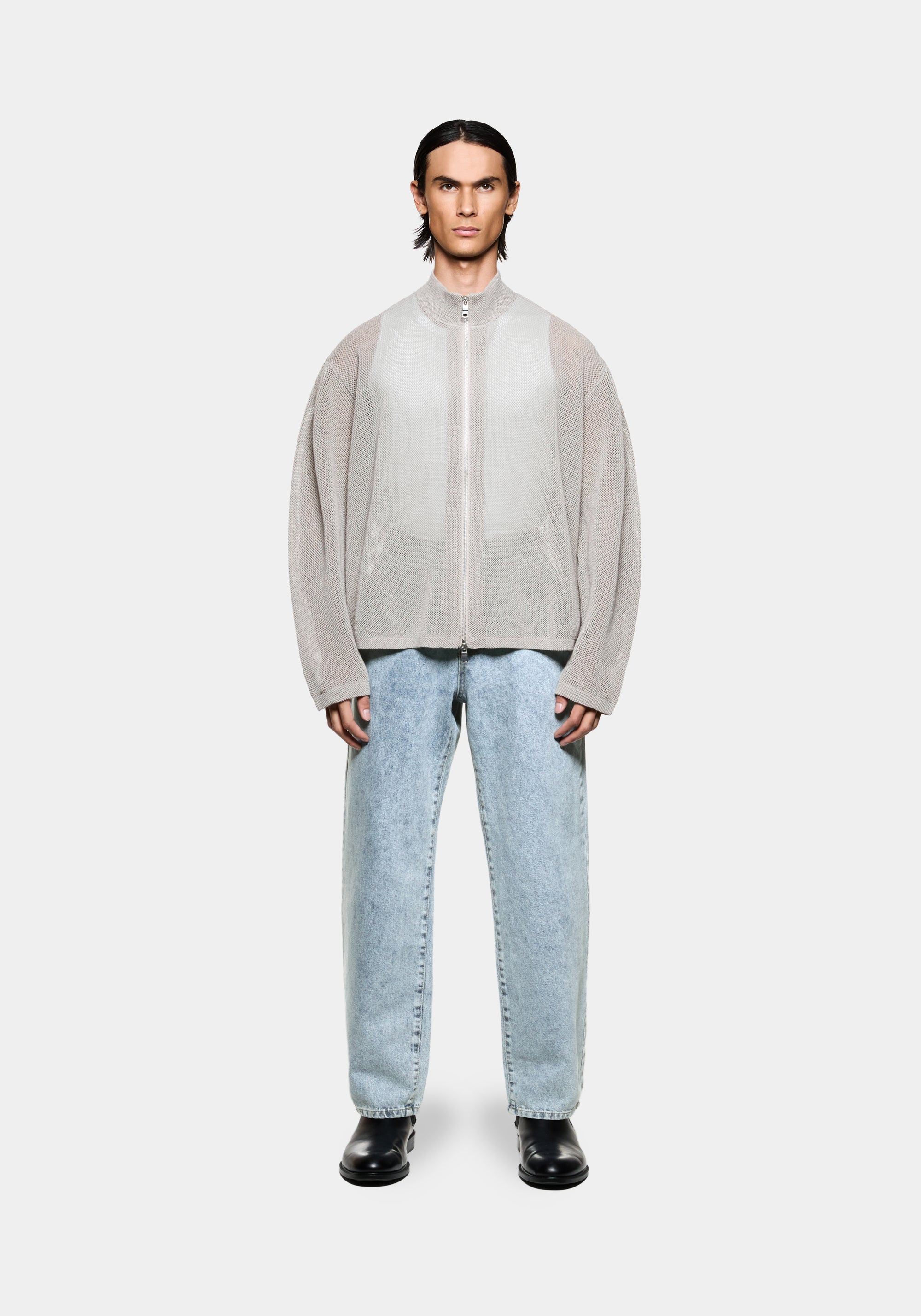 MKI LINEN LOOSE KNIT TRACK JACKET