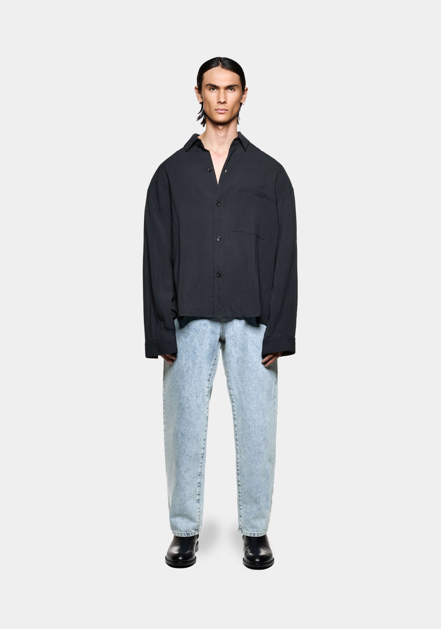 MKI DRAPE SLUB BOX DRESS SHIRT