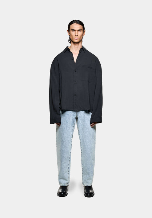 MKI DRAPE SLUB BOX DRESS SHIRT