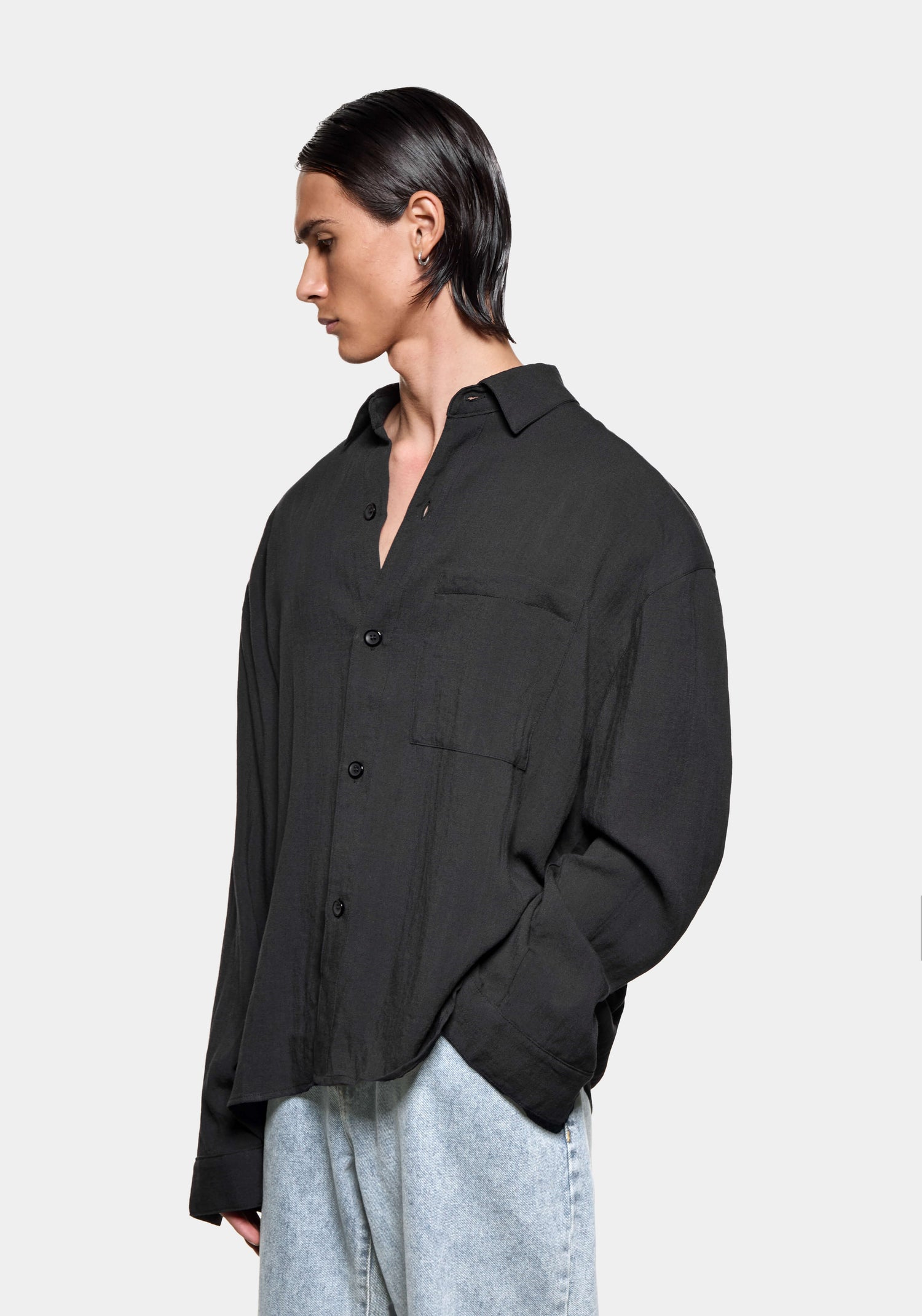 MKI DRAPE SLUB BOX DRESS SHIRT