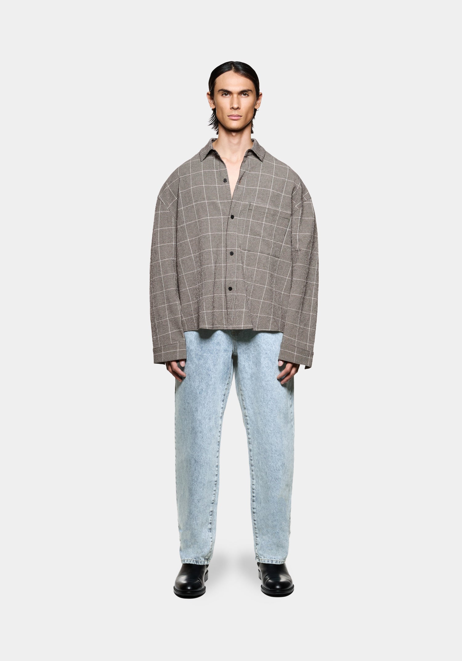 MKI SEERSUCKER CHECK BOX DRESS SHIRT