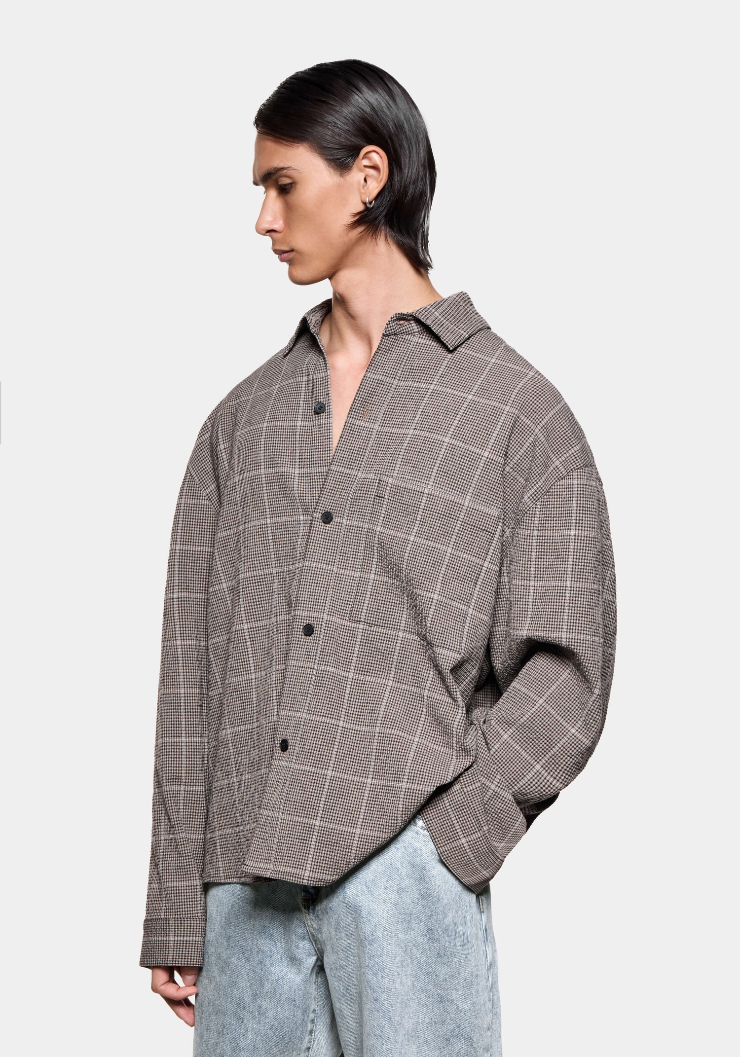 MKI SEERSUCKER CHECK BOX DRESS SHIRT
