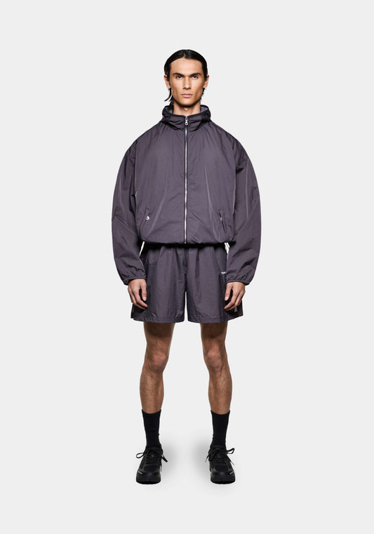 Men’s black hyperlight running jacket with hood, breathable back vent and lightweight performance fit