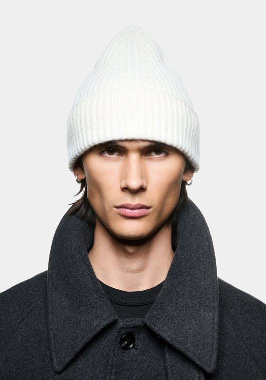 MKI CASHMERE RIBBED BEANIE