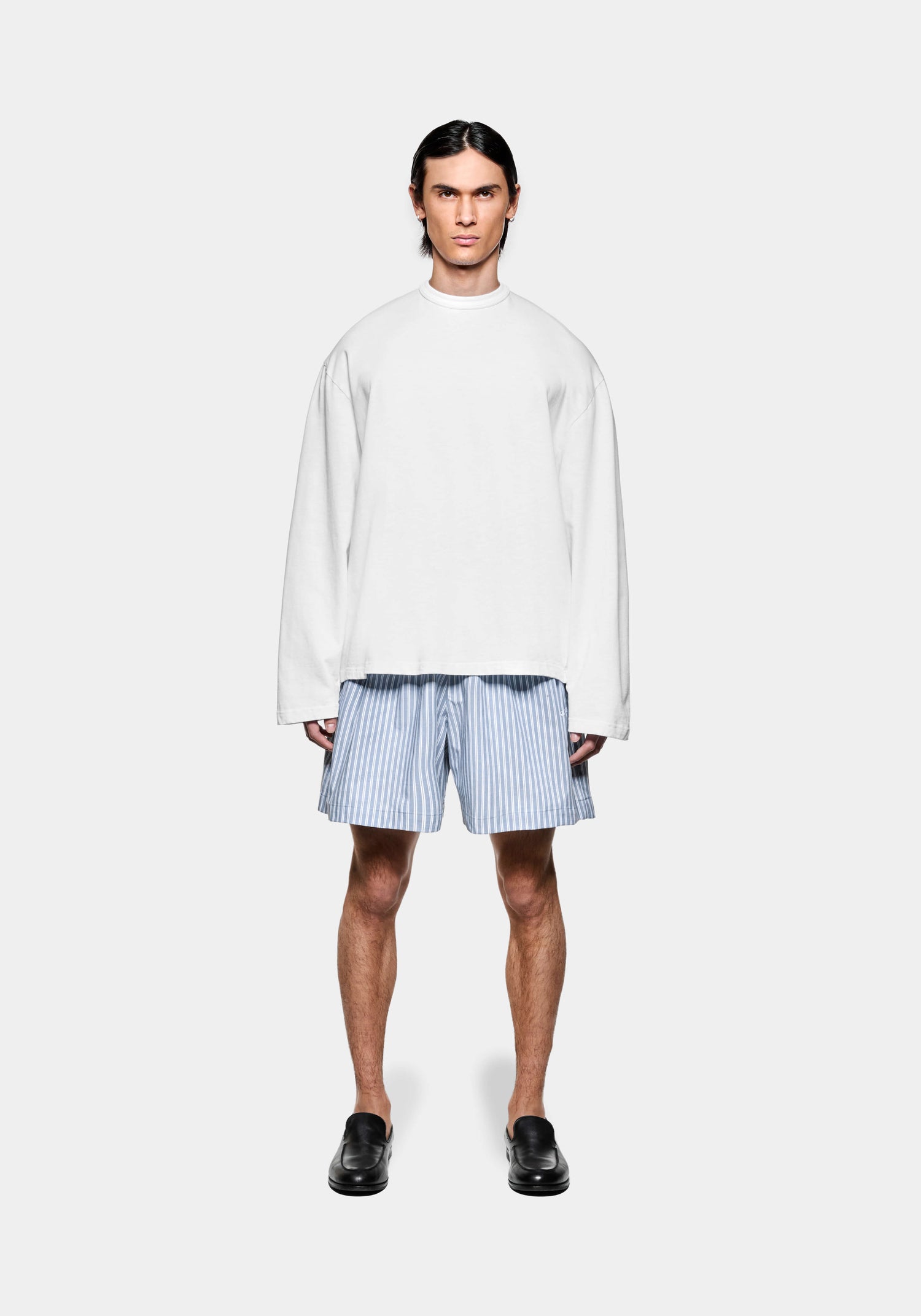 MKI POPLIN STRIPE WIDE LEG SHORTS