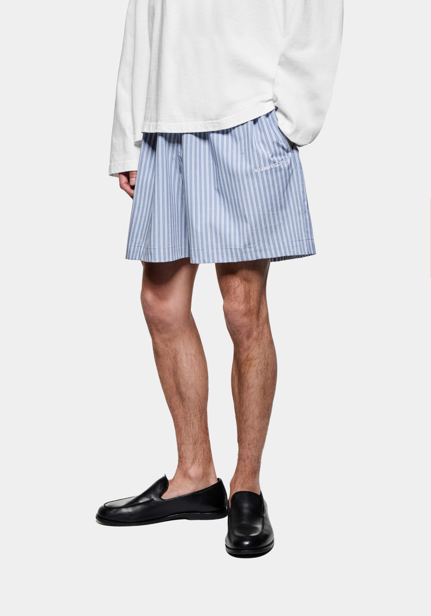 MKI POPLIN STRIPE WIDE LEG SHORTS