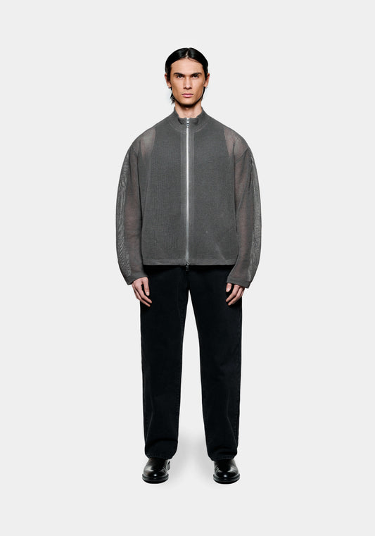 MKI LINEN LOOSE KNIT TRACK JACKET