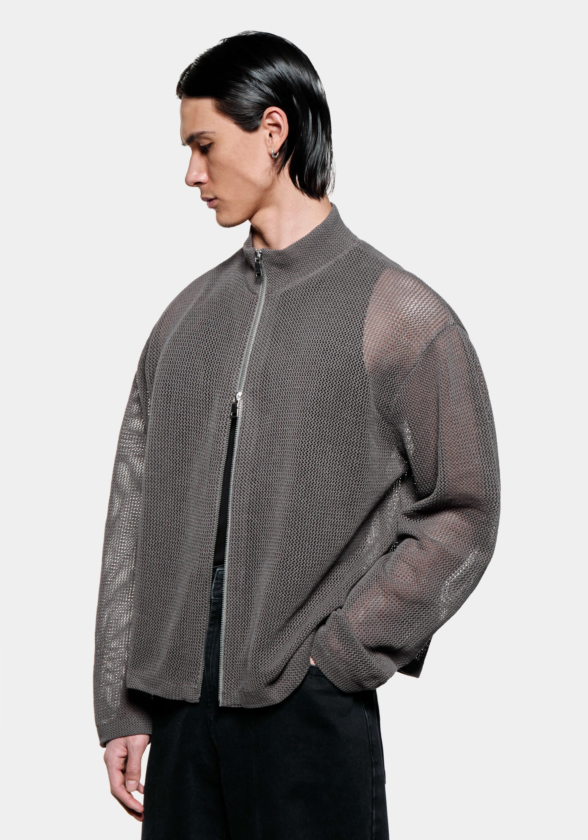 MKI LINEN LOOSE KNIT TRACK JACKET