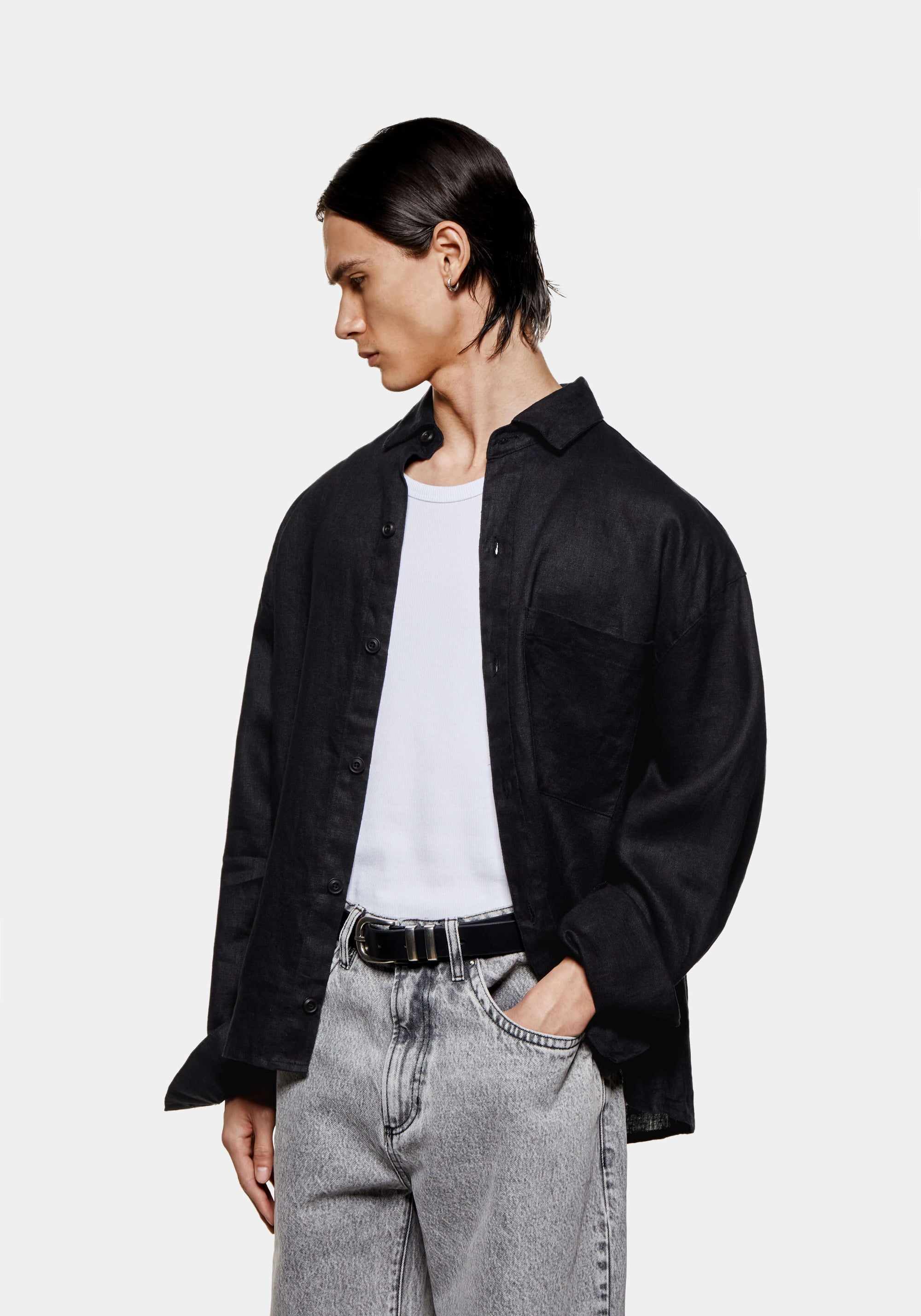 MKI LINEN BOX DRESS SHIRT