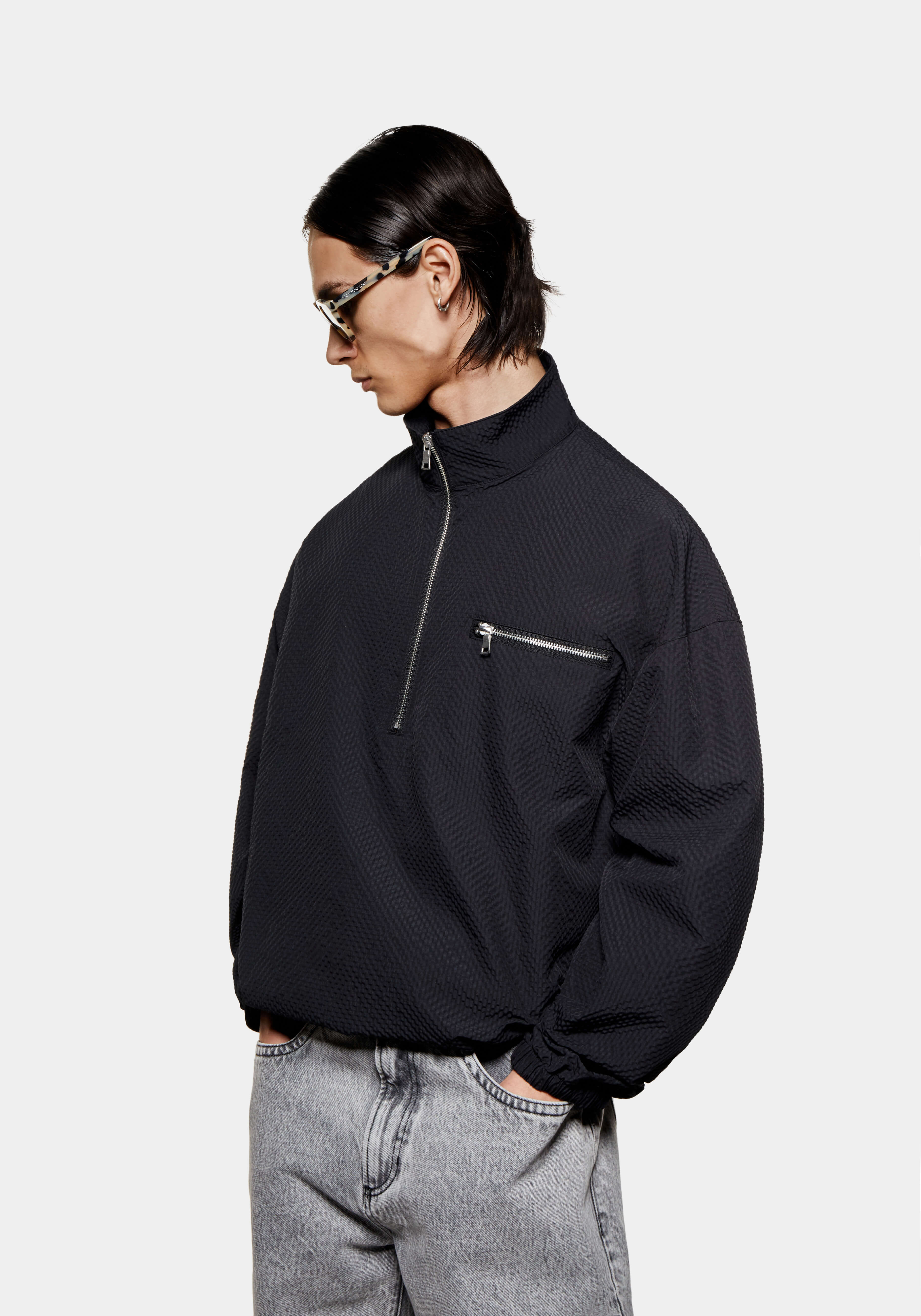 MKI BLACK SEERSUCKER QUARTER ZIP – MKI MIYUKI ZOKU®