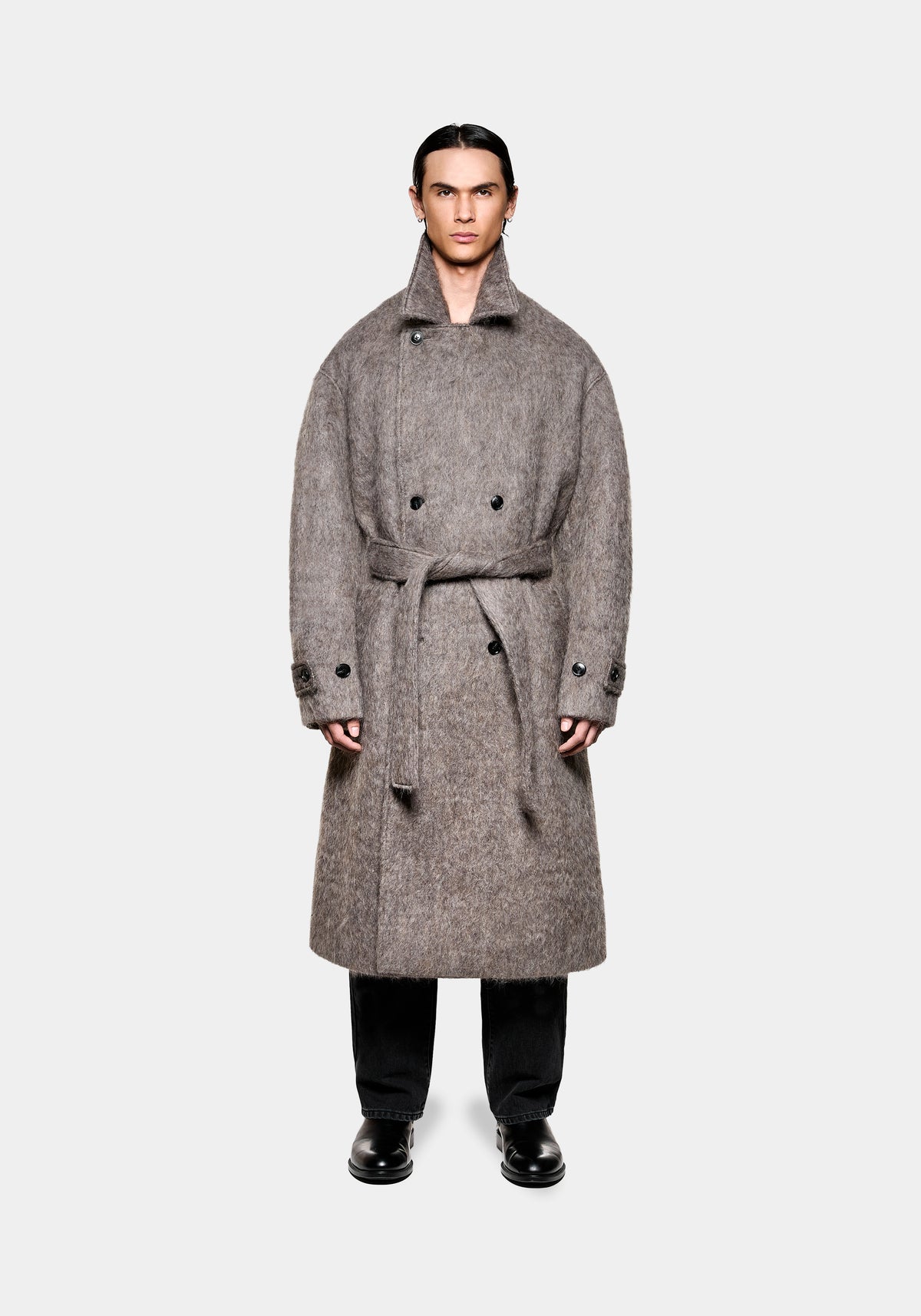 MKI HAIRY WOOL DOUBLE BREASTED OVERCOAT