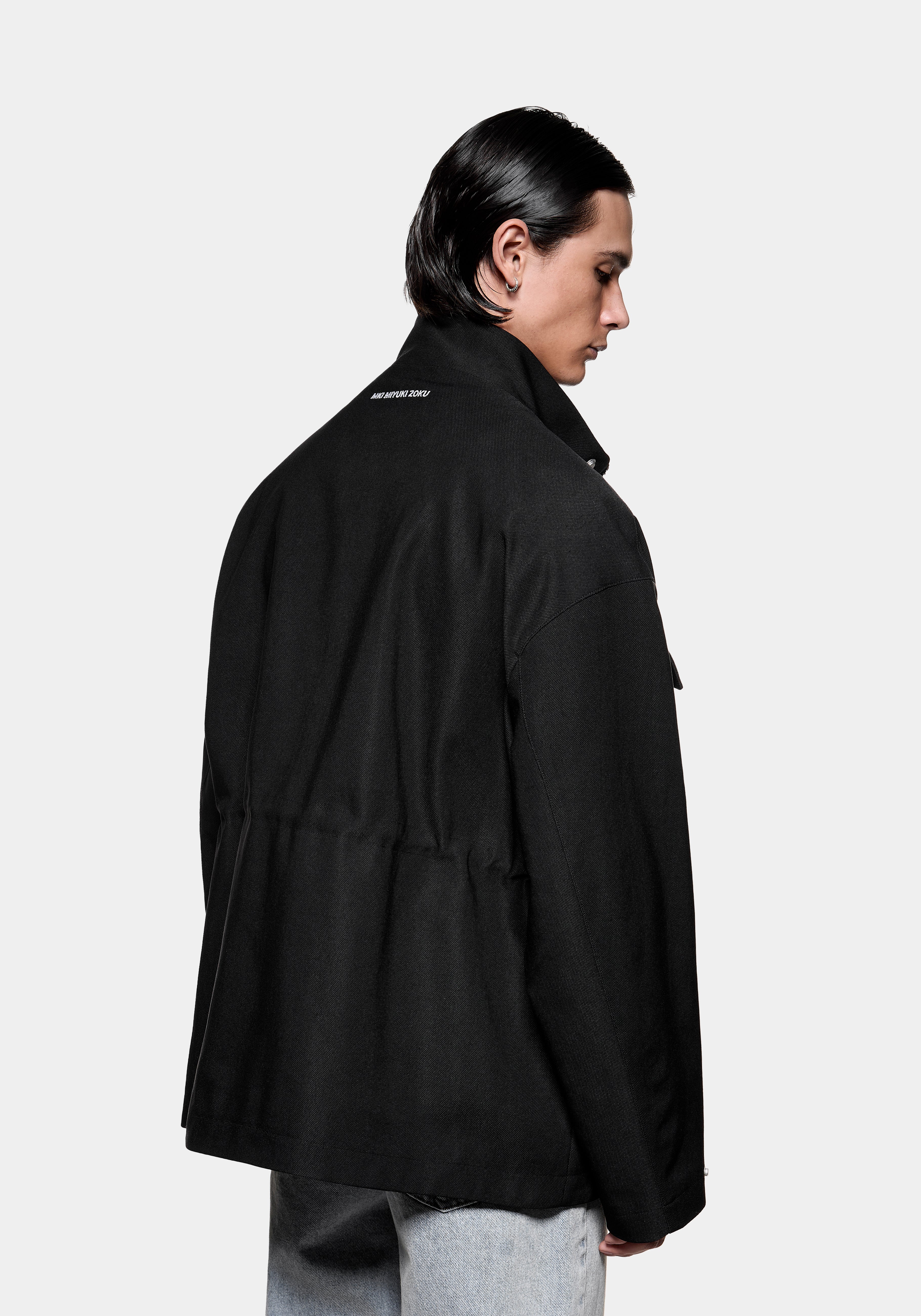 Back view showing the MKI MIYUKI ZOKU logo embroidered at the back neck