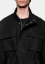 Close-up of the collar and press stud placket