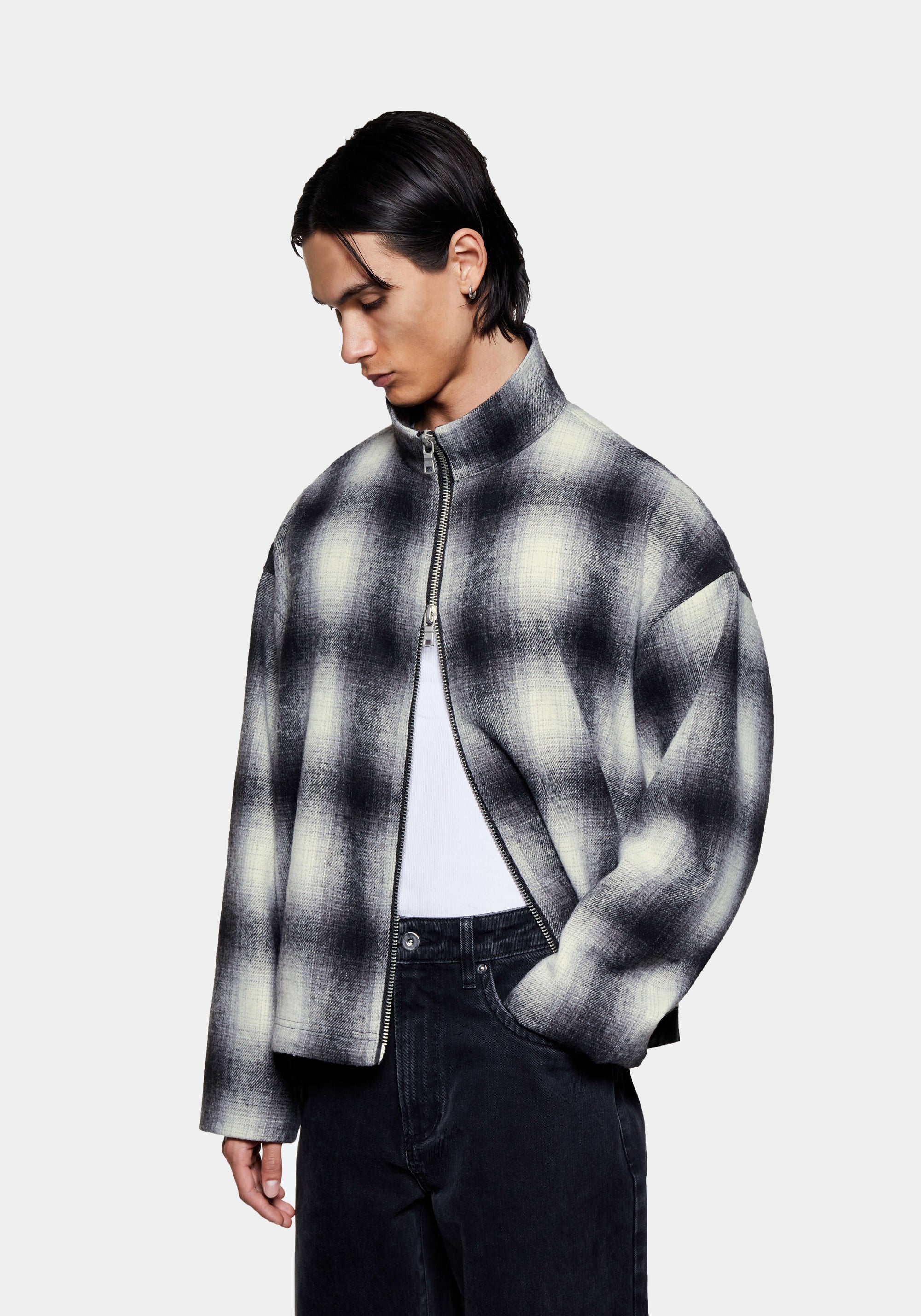 MKI WOOL CHECK TRACK JACKET