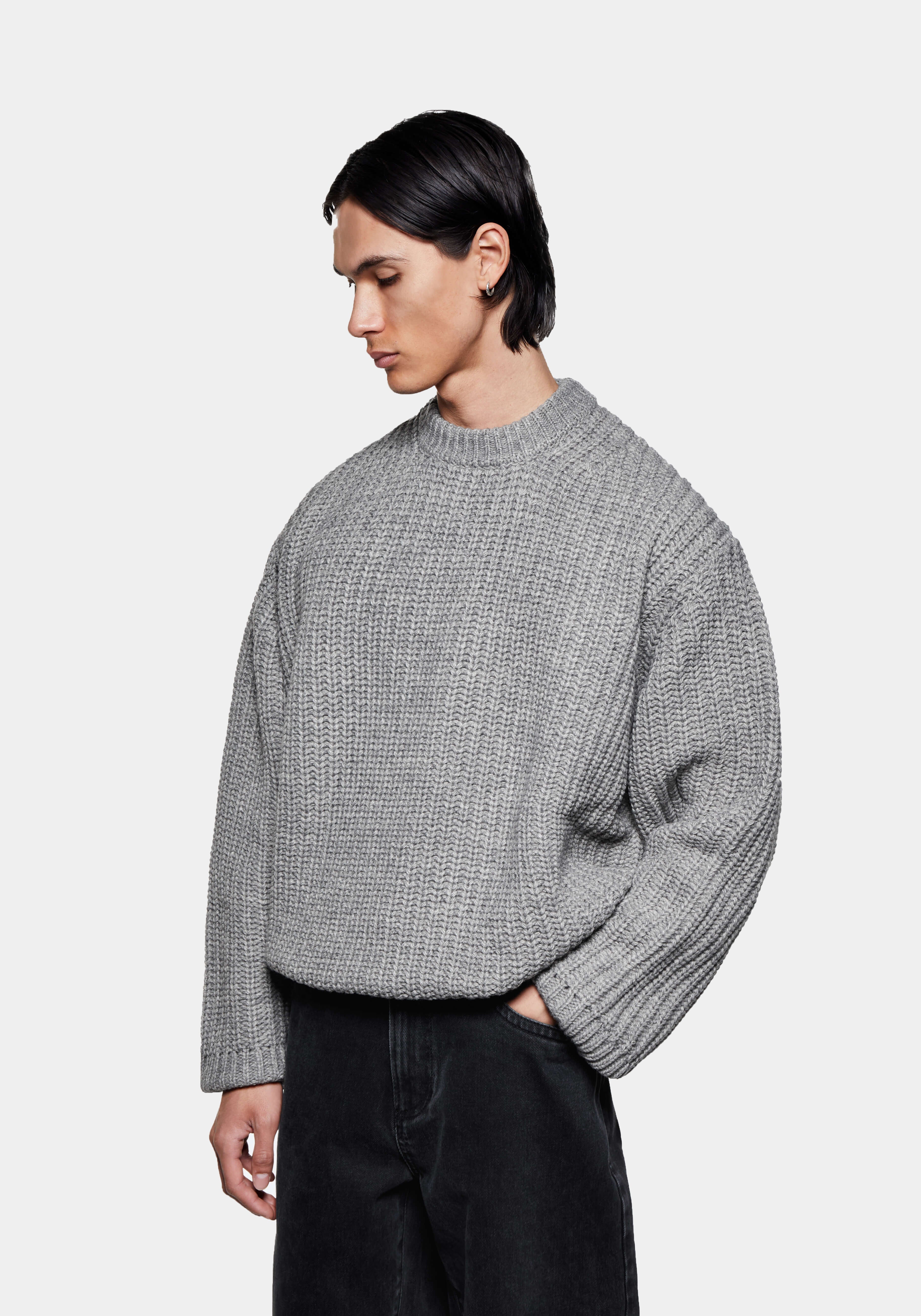 新品 aere U-neck knit one-piece ( grey ) MKI GREY MELANGE CHUNKY RIB KNIT CREWNECK – MKI MIYUKI ZOKU®