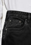 Close-up of the coin pocket and exposed rivets on the 14oz Black Wash denim
