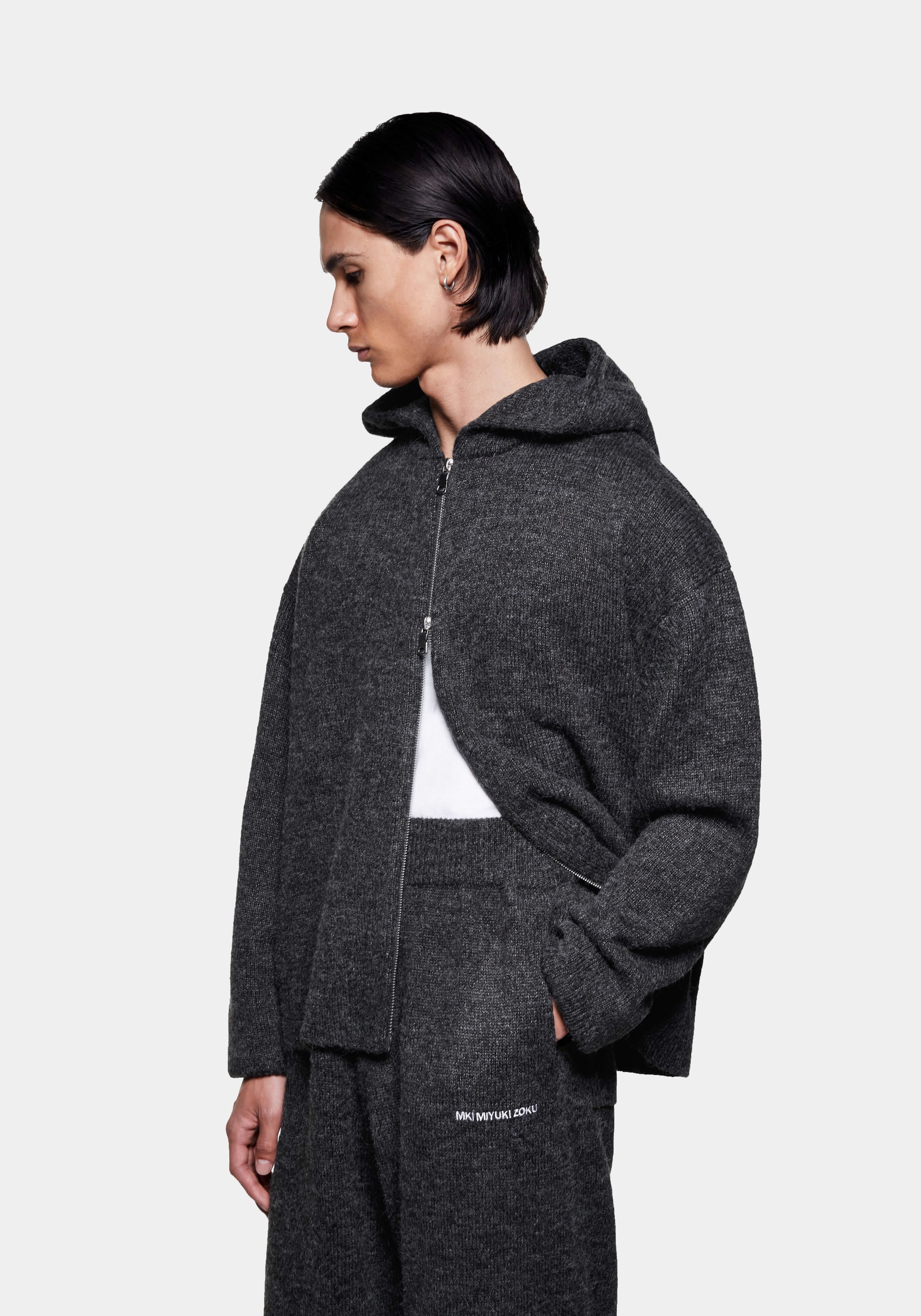 MKI MOHAIR BLEND KNIT ZIP HOODY