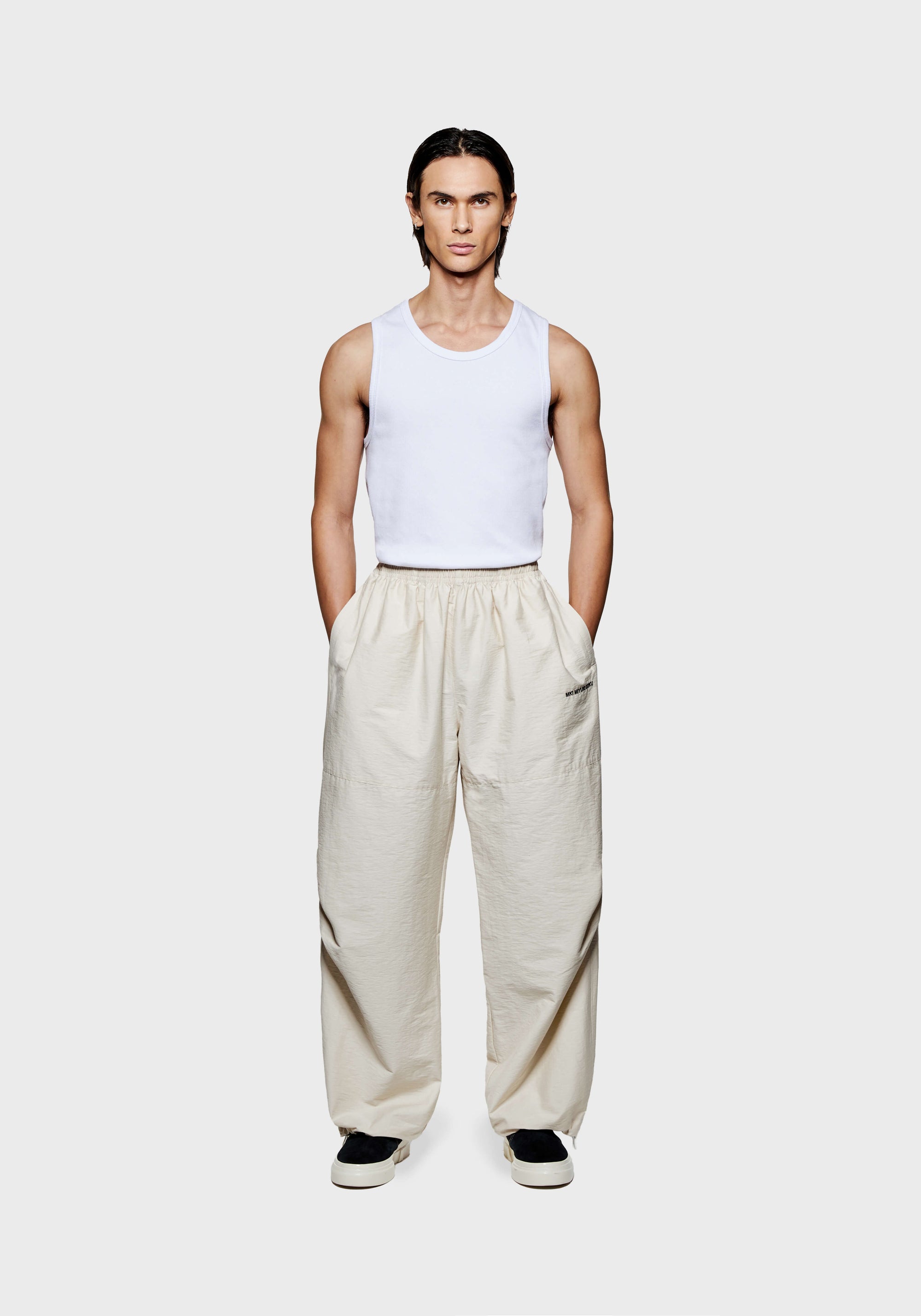 MKI WASHED COTTON NYLON PARACHUTE PANTS