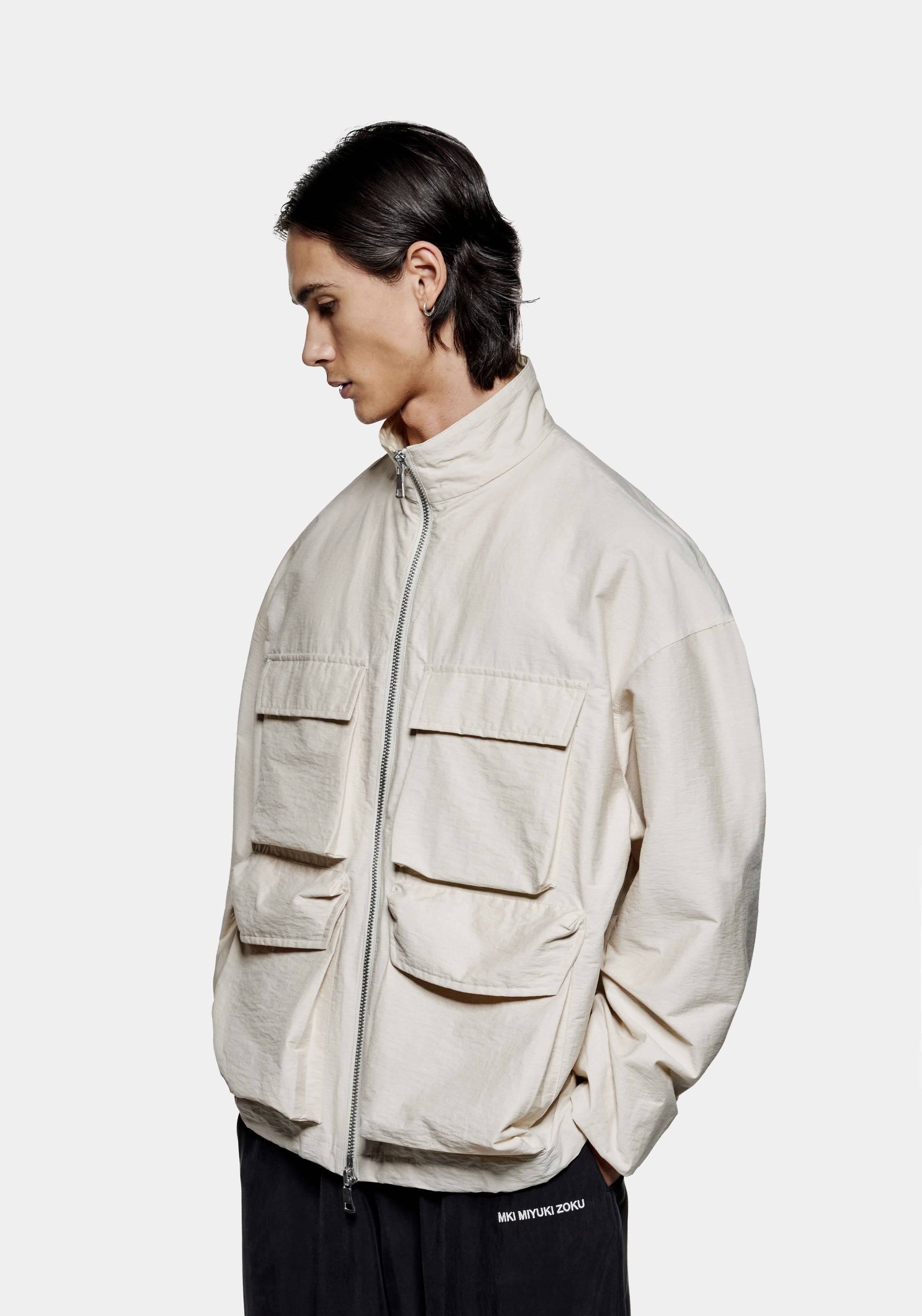 MKI WASHED COTTON NYLON TRACK JACKET