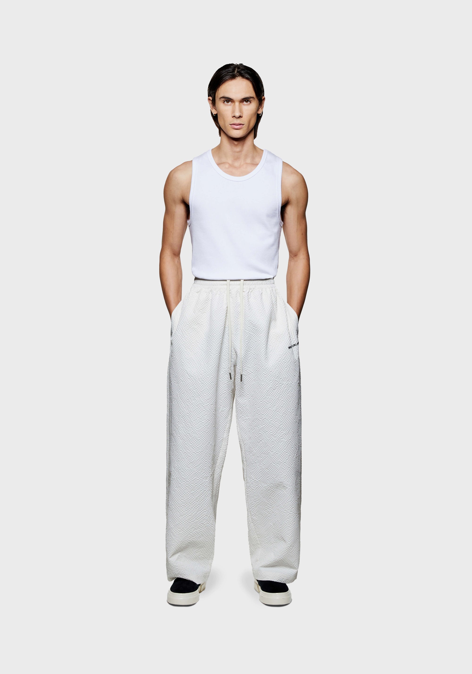 MKI SEERSUCKER WIDE LEG TROUSERS