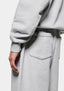 Close-up of the ribbed cuffs on the Superweight Crewneck in Grey