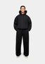 Full front view of the MKI MIYUKI ZOKU 800 GSM Superweight Hoody in Black, in a boxy oversized fit