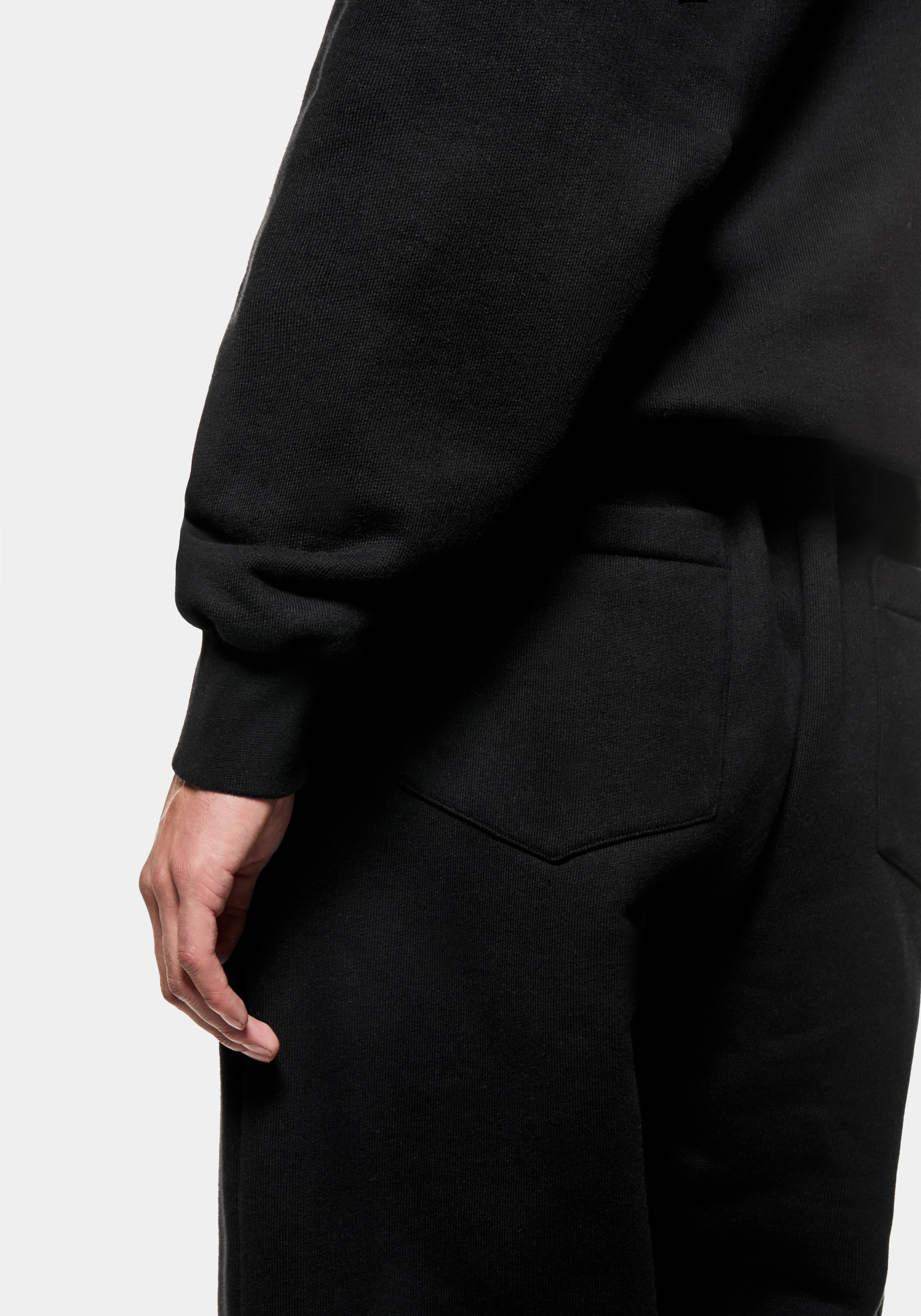 Close-up of the ribbed cuffs on the Superweight Hoody in Black