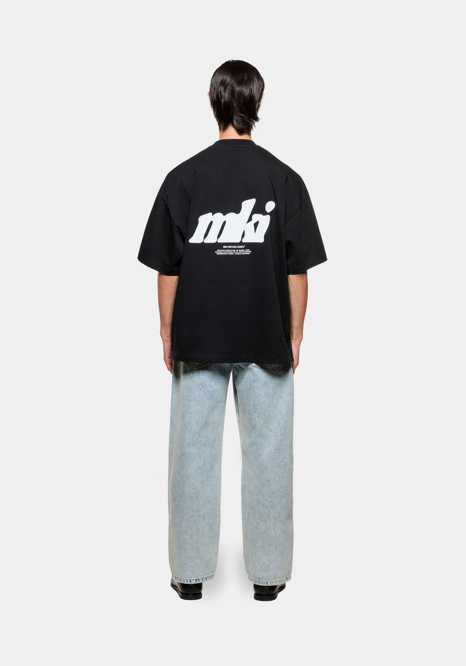 MKI men's oversized graphic t-shirt with printed Stamp branding at the back in a boxy fit