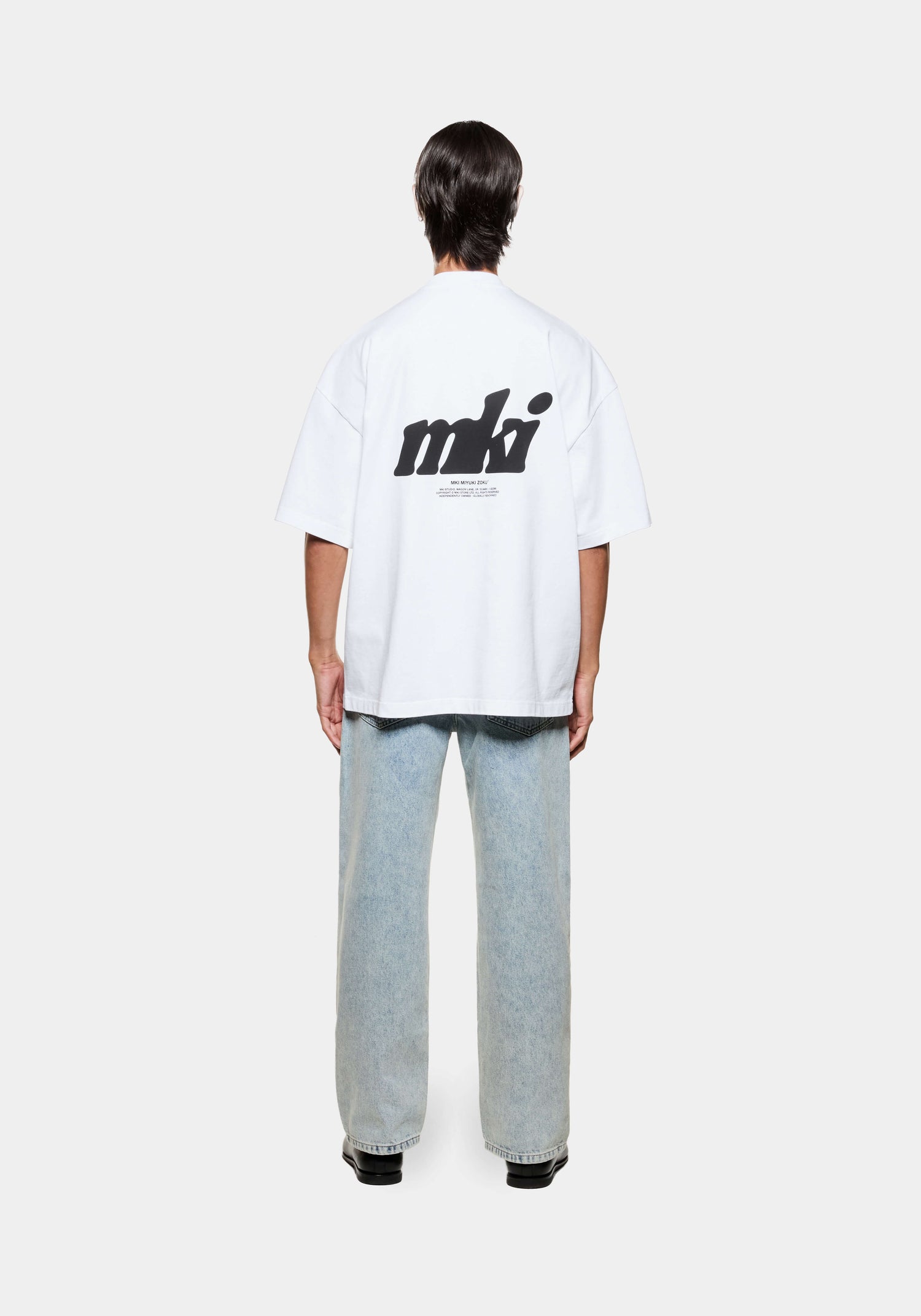 MKI men's oversized graphic t-shirt with printed branding at the back in a boxy fit