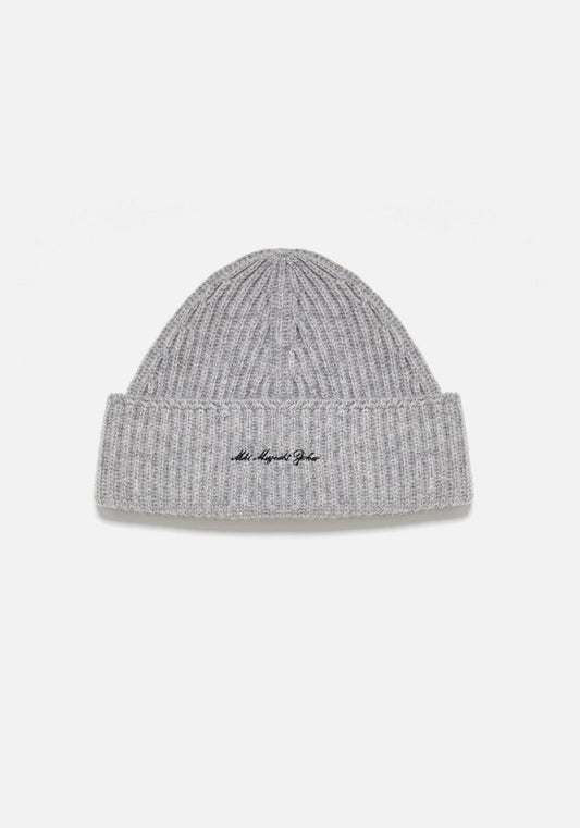 MKI EMBROIDERED CASHMERE RIBBED BEANIE
